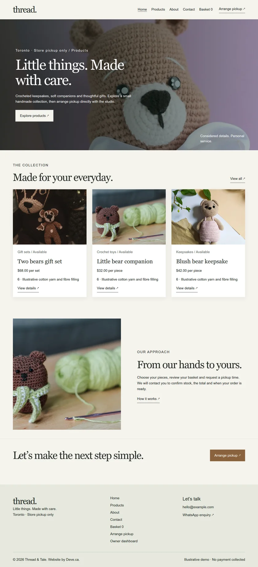 Handmade shop homepage preview