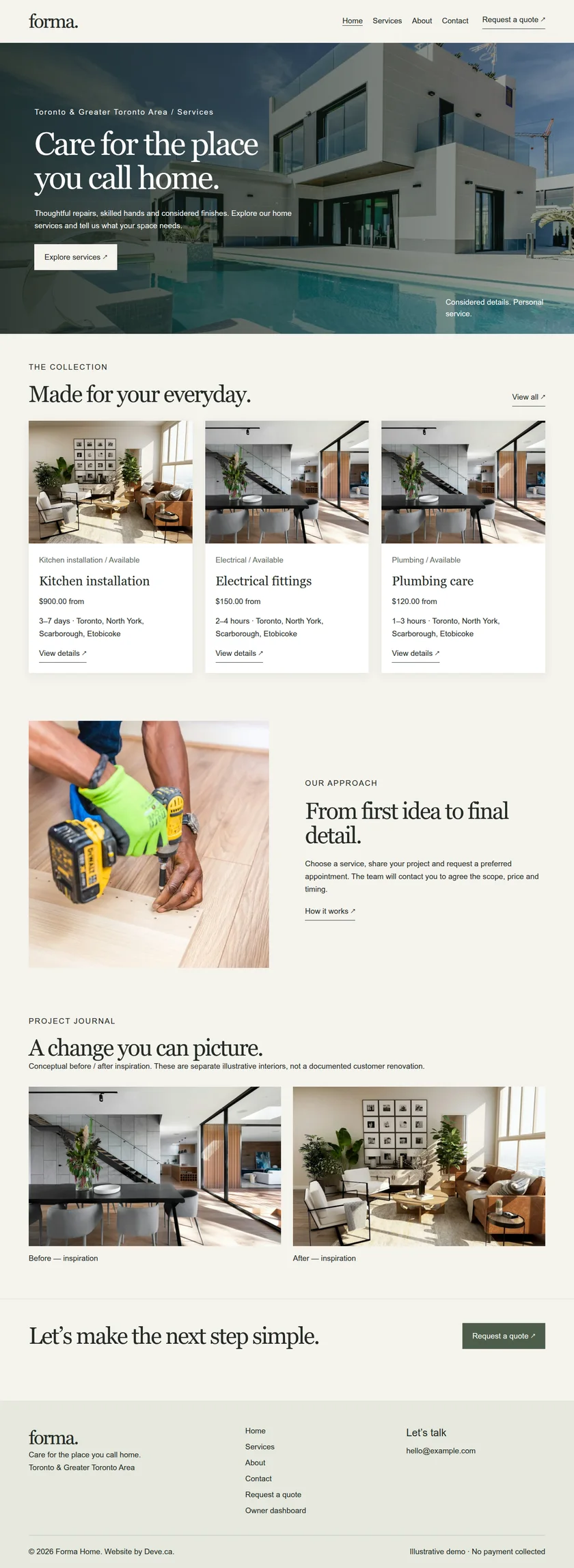 Home services homepage preview