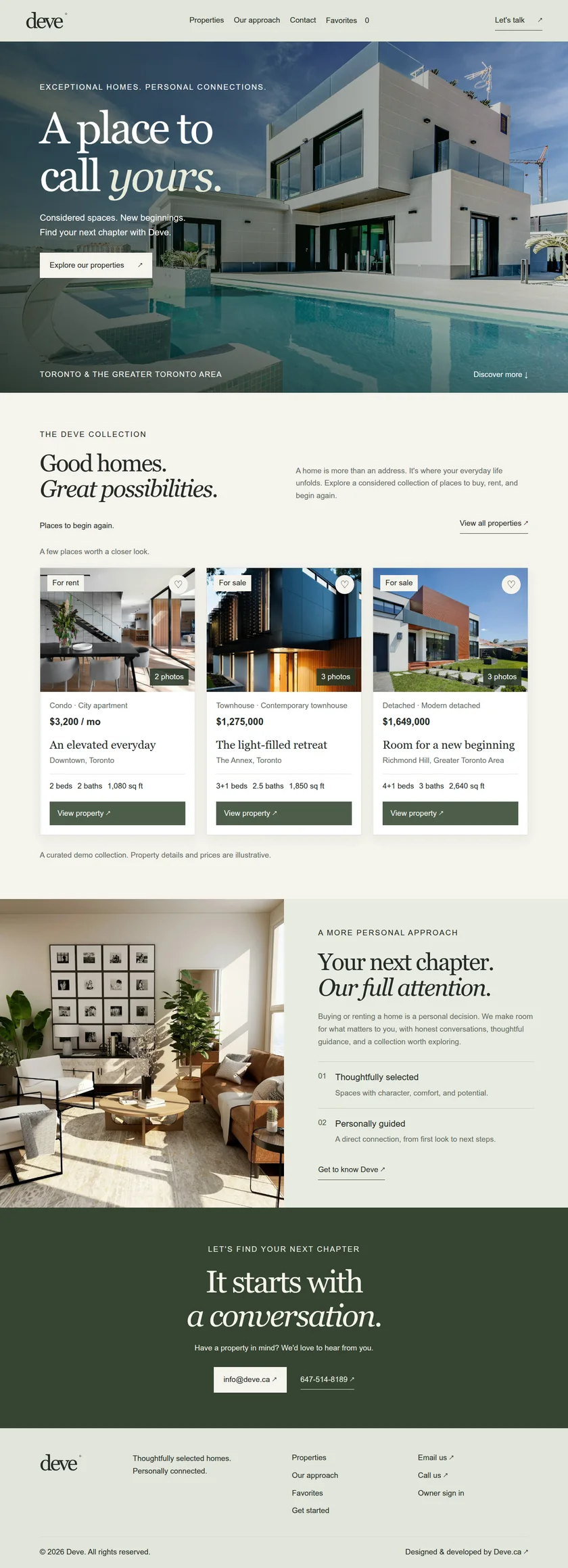 Real estate homepage preview